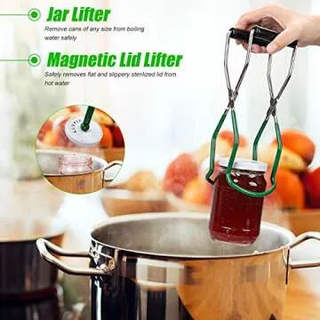 Canning Supplies, Canning Supplies Starter Kit - 9 Piece Canning Tools Set with Stainless-Steel Canning Rack, Silicone Collapsible Funnel, Kitchen Tongs, Magnetic Lid Lifter, Jar Wrench, Jar Lifter