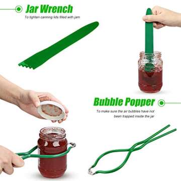 Canning Supplies, Canning Supplies Starter Kit - 9 Piece Canning Tools Set with Stainless-Steel Canning Rack, Silicone Collapsible Funnel, Kitchen Tongs, Magnetic Lid Lifter, Jar Wrench, Jar Lifter