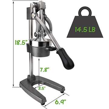 Switol Manual Citrus Juicer, Commercial Orange juice Squeezer, 18.5 Inch Heighten Fruit Presser (Gray)