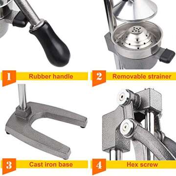 Switol Manual Citrus Juicer, Commercial Orange juice Squeezer, 18.5 Inch Heighten Fruit Presser (Gray)