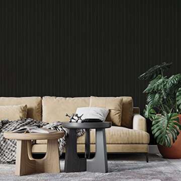 Tempaper Black Faux Beadboard Removable Peel and Stick Wallpaper, 20.5 in X 16.5 ft, Made in the USA