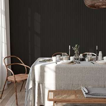 Tempaper Black Faux Beadboard Removable Peel and Stick Wallpaper, 20.5 in X 16.5 ft, Made in the USA