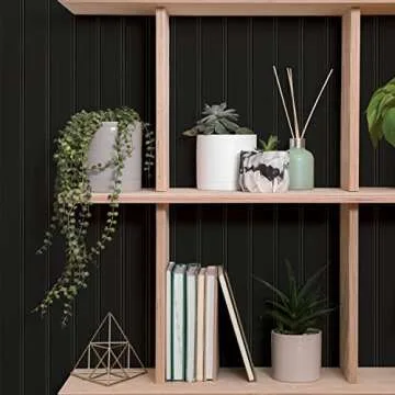 Tempaper Black Faux Beadboard Removable Wallpaper for Easy Decor