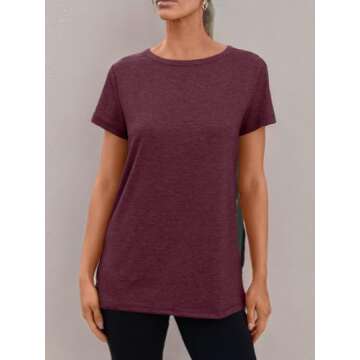 AUTOMET Shirts for Women Summer Spring Tops Short Sleeve Oversized Tshirts Fashion Basic Casual Tee Clothes 2025 Trendy 02winered L