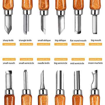 AUGSUN Wood Carving Knife Set - 20 PCS Hand Carving Tool Set for DIY Sculpture Carpenter Experts & Beginners
