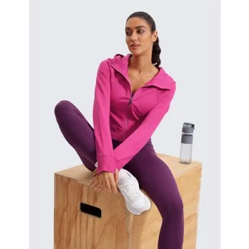 CRZ YOGA Zip Up Cropped Hoodie Jacket for Women