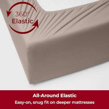 Mellanni Extra Deep Queen Sheets - 4 PC Iconic Collection Bedding - Hotel Luxury, Ultra Soft, Cooling Bed Sheets - Wrinkle, Fade, Stain Resistant (Queen, Tan)