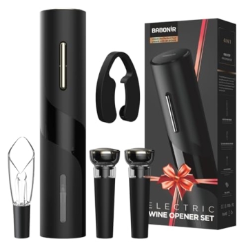 BABONIR Electric Wine Opener Set - Automatic Electronic Bottle Openers with Greeting Card, Vacuum St...