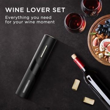 BABONIR Electric Wine Opener Set - Automatic Electronic Bottle Openers with Greeting Card, Vacuum Stoppers, Wine Aerator, and Foil Cutter, Ideal Present for Wine Lovers, Party, and Home Entertaining