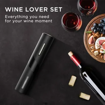 BABONIR Electric Wine Opener Set - Automatic Electronic Bottle Openers with Greeting Card, Vacuum Stoppers, Wine Aerator, and Foil Cutter, Ideal Present for Wine Lovers, Party, and Home Entertaining