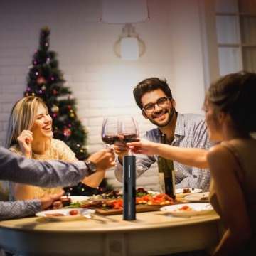 BABONIR Electric Wine Opener Set - Automatic Electronic Bottle Openers with Greeting Card, Vacuum Stoppers, Wine Aerator, and Foil Cutter, Ideal Present for Wine Lovers, Party, and Home Entertaining