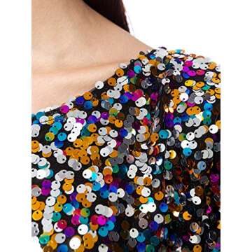 Sparkly One Shoulder Sequin Top Shirt for Women