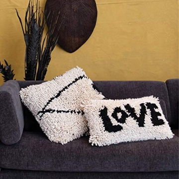 Creative Co-Op Woven Wool Shag Lumbar Love Pillow