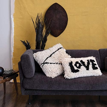 Creative Co-Op Woven Wool Shag Lumbar Love Pillow