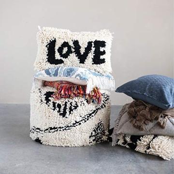 Creative Co-Op Woven Wool Shag Lumbar Love Pillow