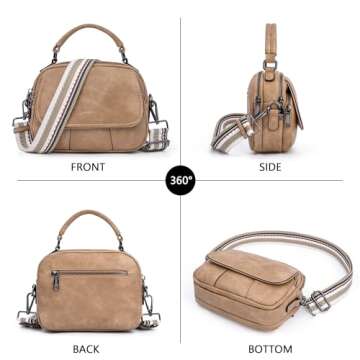 Caitina Small Crossbody Bags Purse for Women Trendy,Vegan Leather Shoulder Handbags,Women Top Handle Satchel Bag with 2pcs Strap(Apricot)