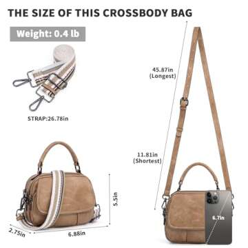 Caitina Small Crossbody Bags Purse for Women Trendy,Vegan Leather Shoulder Handbags,Women Top Handle Satchel Bag with 2pcs Strap(Apricot)