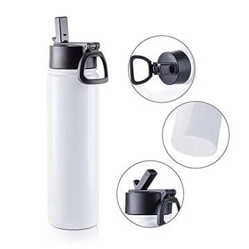 PYD Life 4 Pack Sublimation Blank Tumbler 22 OZ Sports Wide Mouth Stainless Steel Water Bottle Vacuum Flask with Straw and Portable Handle for Tumbler Press Machine Sublimation Print