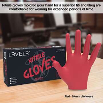L3 Level 3 Nitrile Gloves - Professional Heavy Duty Disposable Gloves - Latex Free - Fits Snug - Box of 100