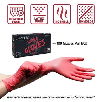 L3 Level 3 Nitrile Gloves - Professional Heavy Duty Disposable Gloves - Latex Free - Fits Snug - Box of 100