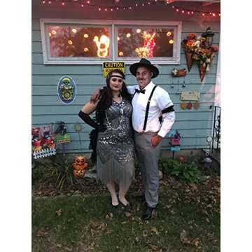 Metme Women's Flapper Dress 1920s V Neck Beaded Fringed Gatsby Theme Roaring 20s Dress for Prom