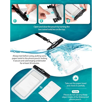 Hiearcool Waterproof Phone Pouch for Beach and Water Use