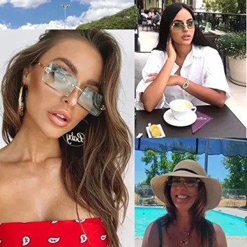 ADE WU Rimless Rectangle Sunglasses for 90s Style