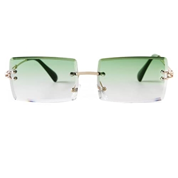 ADE WU Rimless Rectangle Sunglasses for 90s Style