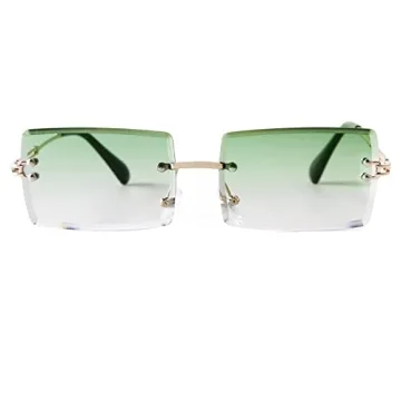 ADE WU Rimless Rectangle Sunglasses for 90s Style