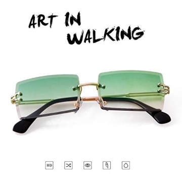 ADE WU Rimless Rectangle Sunglasses for 90s Style