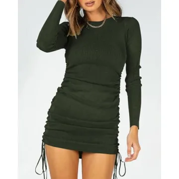 Stylish BTFBM Ruched Bodycon Dress with Adjustable Fit