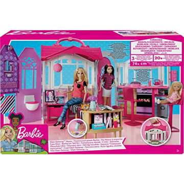 Barbie Doll House, Glam Getaway Portable House Playset with Carry Handle & 20+ Accessories Including Furniture & Décor