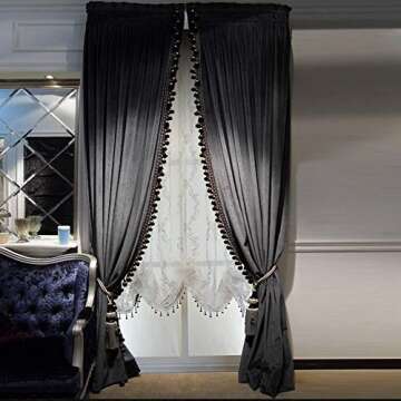 Luxury Curtain for Living Room Blackout Velvet 2 Panels Curtains Set Luxury Tassel Bedroom Curtains ...