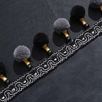 Luxury Curtain for Living Room Blackout Velvet 2 Panels Curtains Set Luxury Tassel Bedroom Curtains (Iron-Grey, (100W×96L)×2)