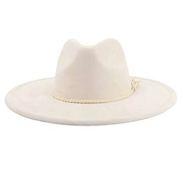 Stylish LIDHAY Big Wide Brim Fedora Hat in Suede