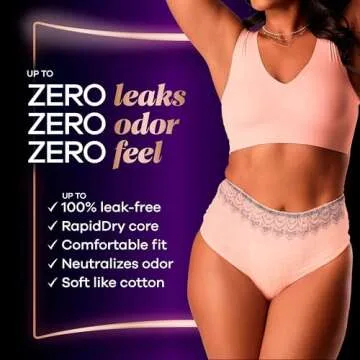 Always Discreet Boutique Adult Incontinence & Postpartum Underwear For Women, High-Rise, Size Small/...