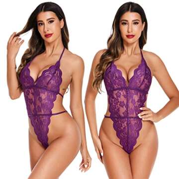 Avidlove boudoir lingerie One Piece Lingerie Deep V Teddy Sexy Lace Bodysuit Set With Lace Kimono Ro...
