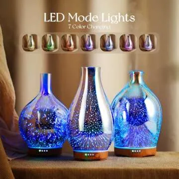Porseme Essential Oil Diffuser 3D Glass Aromatherapy Ultrasonic Humidifier Cool Mist, Auto Shut-Off,...