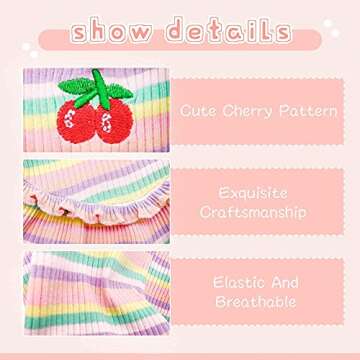 PETPUBGNZS Cute Dog Dress for Small Dogs Girl Birthday Puppy Clothes Spring Summer Dog Outfits Rainbow Colorful Striped Cherry Princess Pet Tutu Skirt Doggie Cat Chihuahua Yorkies Dresses