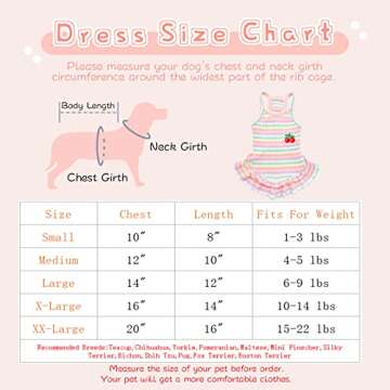 PETPUBGNZS Cute Dog Dress for Small Dogs Girl Birthday Puppy Clothes Spring Summer Dog Outfits Rainbow Colorful Striped Cherry Princess Pet Tutu Skirt Doggie Cat Chihuahua Yorkies Dresses