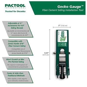 PacTool Gecko Gauge, The Original Home Siding Installation Kit - For Use with 5/16 Inch Fiber Cement...