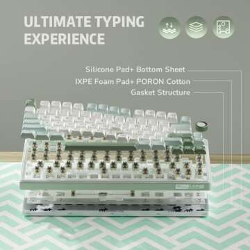 RK ROYAL KLUDGE R75 Mechanical Keyboard Wired with Volume Knob, 75% Custom Gaming Keyboard Gasket Mount RGB Backlit with Software, MDA Profile, PBT Keycaps, Hot Swappable Linear Switch Creamy Sound