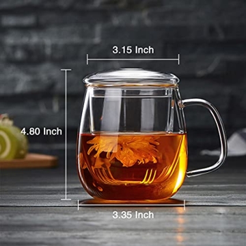 DOPUDO 17.6oz Borosilicate Glass Tea Cup with Infuser