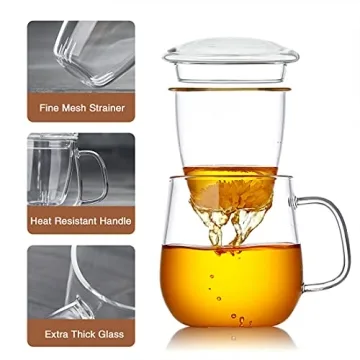 DOPUDO 17.6oz Borosilicate Glass Tea Cup with Infuser