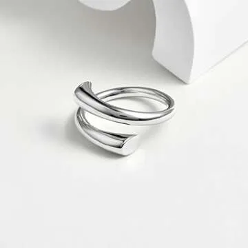 JIABA Adjustable 925 Sterling Silver Ring for Women