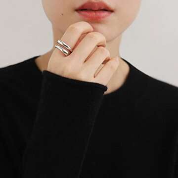 JIABA Adjustable 925 Sterling Silver Ring for Women