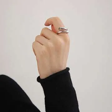 JIABA Adjustable 925 Sterling Silver Ring for Women