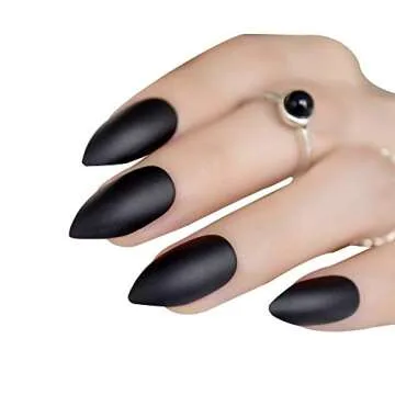 Elegant Black Stiletto Fake Nails Set for Women