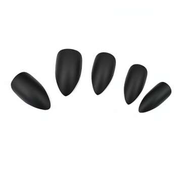 Elegant Black Stiletto Fake Nails Set for Women