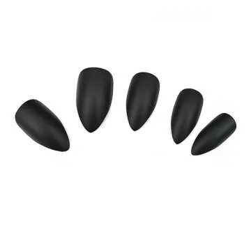 Elegant Black Stiletto Fake Nails Set for Women